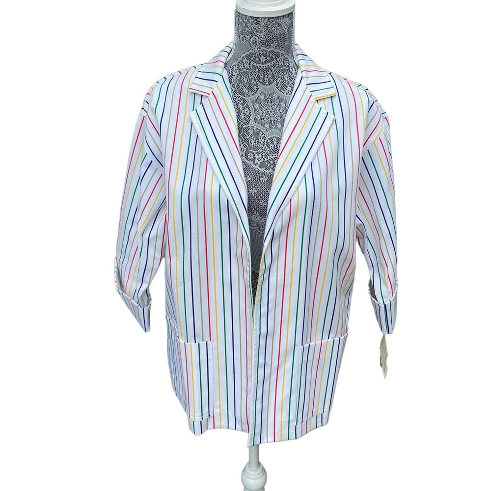 Vintage Par Four Women’s 14 1980’s Striped Rainbow  Blazer, Retro Blazer NWT